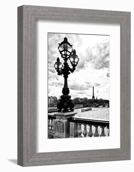 Detail of the Pont  Alexander III bridge - with the Eiffel Tower in the background - Seine River --Philippe Hugonnard-Framed Photographic Print