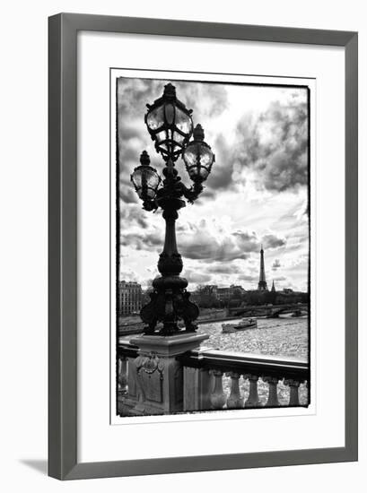 Detail of the Pont  Alexander III bridge - with the Eiffel Tower in the background - Seine River --Philippe Hugonnard-Framed Photographic Print