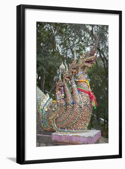 Detail of the Seven Headed Naga Guarding the 300 Steps to Wat Phrathat Doi Suthep, Thailand-null-Framed Giclee Print