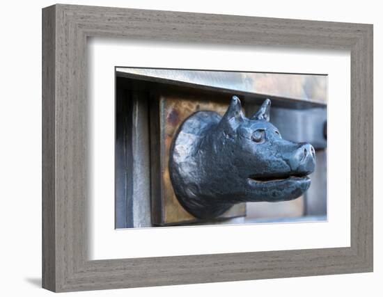 Detail of the she-wolf handle at the fence of Arch of Constantine, Rome, Latium, Italy-Nico Tondini-Framed Photographic Print