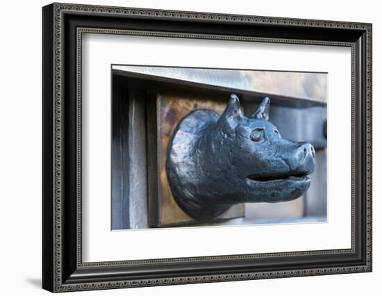 Detail of the she-wolf handle at the fence of Arch of Constantine, Rome, Latium, Italy-Nico Tondini-Framed Photographic Print