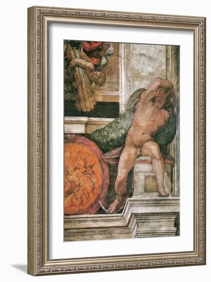 Detail of the Sistine Chapel Ceiling in the Vatican, 1508-1512-Michelangelo-Framed Giclee Print