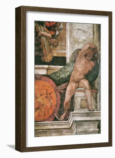 Detail of the Sistine Chapel Ceiling in the Vatican, 1508-1512-Michelangelo-Framed Giclee Print