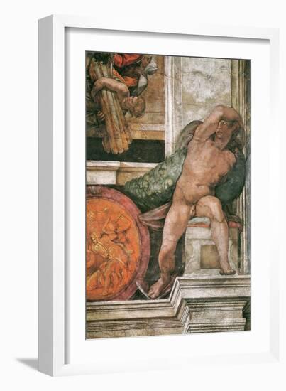 Detail of the Sistine Chapel Ceiling in the Vatican, 1508-1512-Michelangelo-Framed Giclee Print