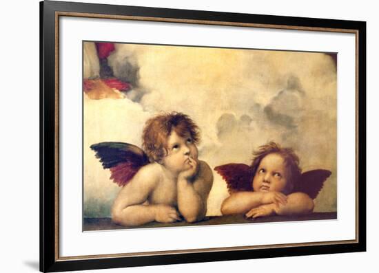 Detail of the Sistine Madonna, c.1514-Raphael-Framed Giclee Print