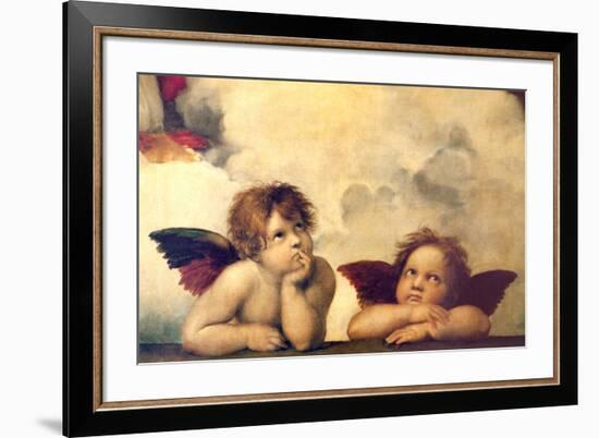 Detail of the Sistine Madonna, c.1514-Raphael-Framed Giclee Print