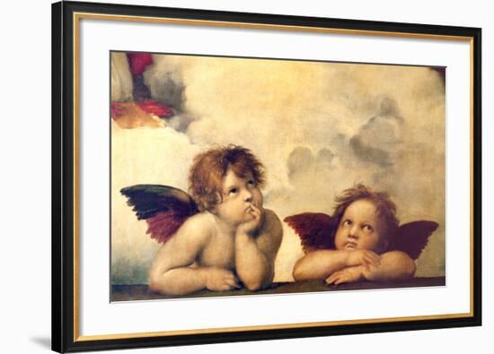 Detail of the Sistine Madonna, c.1514-Raphael-Framed Giclee Print