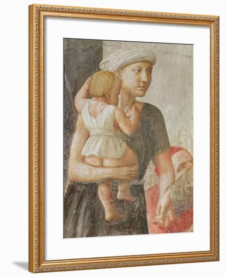 Detail of the Woman and Child, from St. Peter and St. Paul Distributing Alms, C.1427 (Detail)-Tommaso Masaccio-Framed Giclee Print