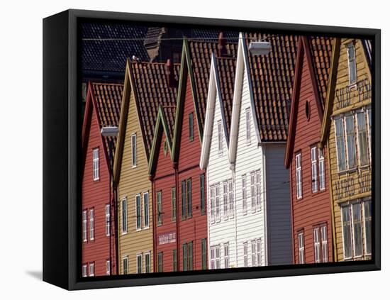 Detail of Traditional Housing Facades on the Quayside, Bergen, Norway, Scandinavia, Europe-Ken Gillham-Framed Premier Image Canvas