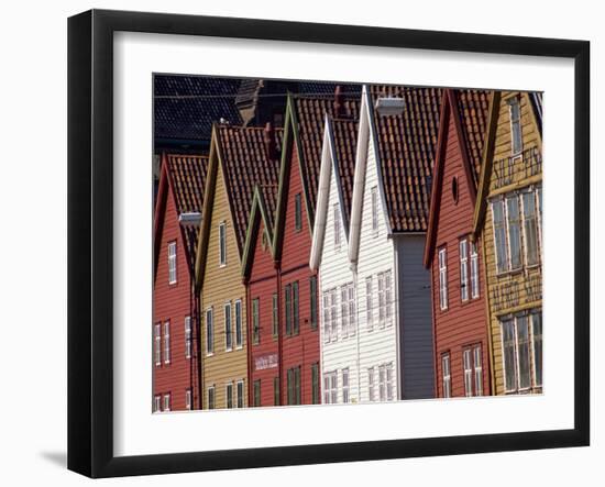 Detail of Traditional Housing Facades on the Quayside, Bergen, Norway, Scandinavia, Europe-Ken Gillham-Framed Photographic Print