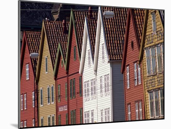 Detail of Traditional Housing Facades on the Quayside, Bergen, Norway, Scandinavia, Europe-Ken Gillham-Mounted Photographic Print