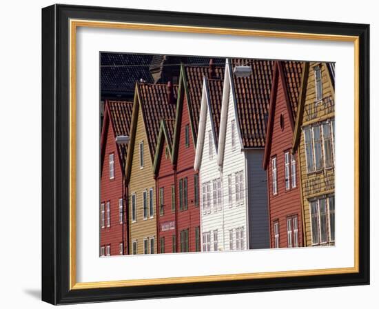 Detail of Traditional Housing Facades on the Quayside, Bergen, Norway, Scandinavia, Europe-Ken Gillham-Framed Photographic Print