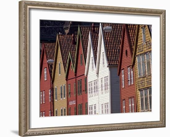 Detail of Traditional Housing Facades on the Quayside, Bergen, Norway, Scandinavia, Europe-Ken Gillham-Framed Photographic Print