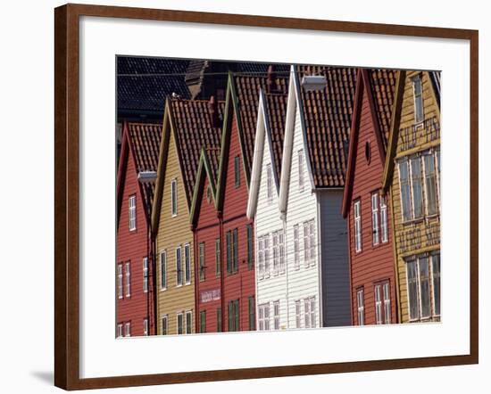 Detail of Traditional Housing Facades on the Quayside, Bergen, Norway, Scandinavia, Europe-Ken Gillham-Framed Photographic Print