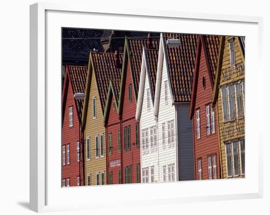 Detail of Traditional Housing Facades on the Quayside, Bergen, Norway, Scandinavia, Europe-Ken Gillham-Framed Photographic Print