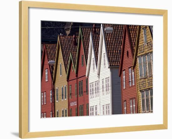 Detail of Traditional Housing Facades on the Quayside, Bergen, Norway, Scandinavia, Europe-Ken Gillham-Framed Photographic Print