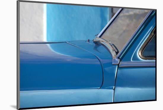 Detail of Vintage Blue American Car Against Painted Blue Wall-Lee Frost-Mounted Photographic Print