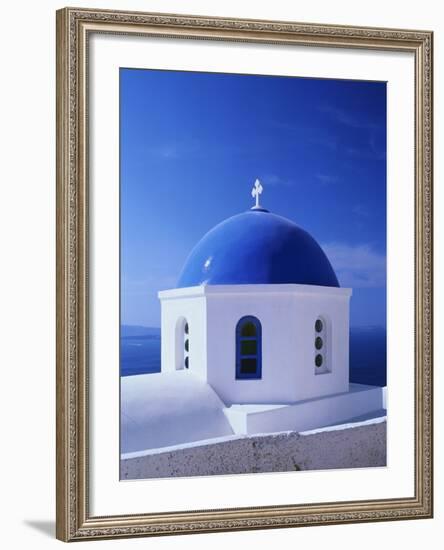 Detail of Whitewashed Church With Blue Dome-Jonathan Hicks-Framed Photographic Print