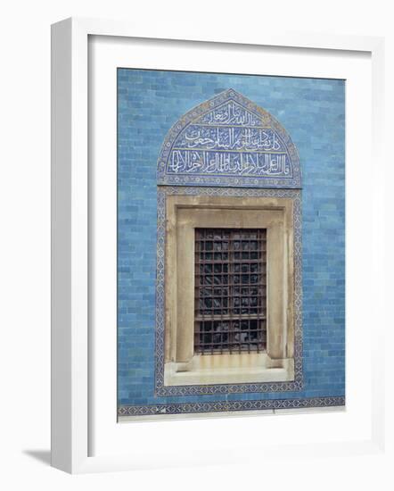 Detail of Window with Arabic Script on Tilework Above, Green Mosque in Bursa, Anatolia, Turkey-Woolfitt Adam-Framed Photographic Print