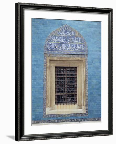 Detail of Window with Arabic Script on Tilework Above, Green Mosque in Bursa, Anatolia, Turkey-Woolfitt Adam-Framed Photographic Print