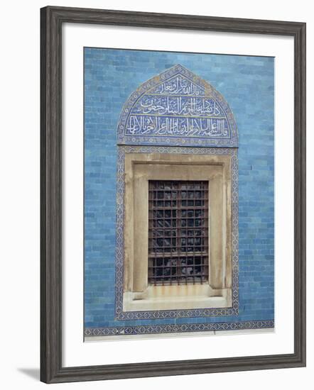 Detail of Window with Arabic Script on Tilework Above, Green Mosque in Bursa, Anatolia, Turkey-Woolfitt Adam-Framed Photographic Print