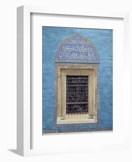 Detail of Window with Arabic Script on Tilework Above, Green Mosque in Bursa, Anatolia, Turkey-Woolfitt Adam-Framed Photographic Print