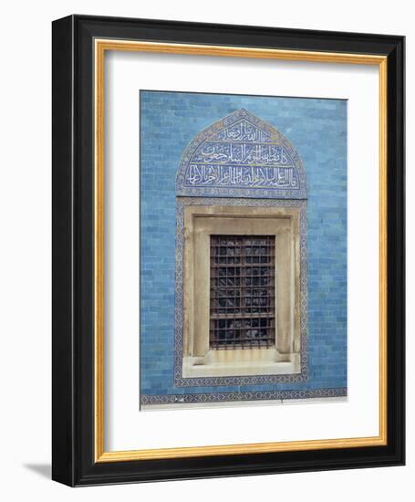 Detail of Window with Arabic Script on Tilework Above, Green Mosque in Bursa, Anatolia, Turkey-Woolfitt Adam-Framed Photographic Print