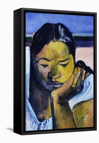 Detail of Woman from Te Faaturuma-Paul Gauguin-Framed Premier Image Canvas