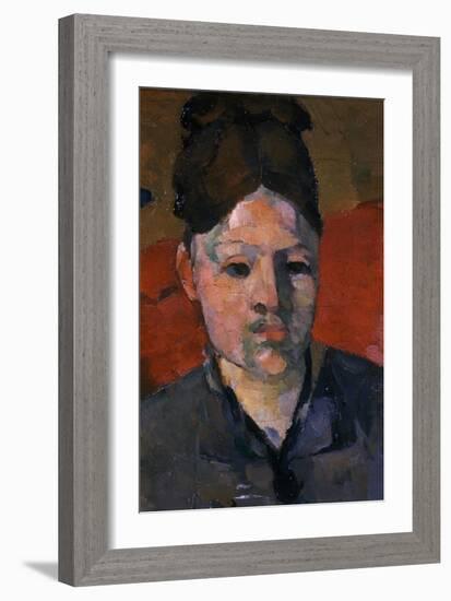 Detail of Woman's Head from The Artist's Wife in a Red Armchair-Paul Cézanne-Framed Giclee Print