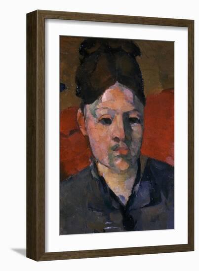 Detail of Woman's Head from The Artist's Wife in a Red Armchair-Paul Cézanne-Framed Giclee Print