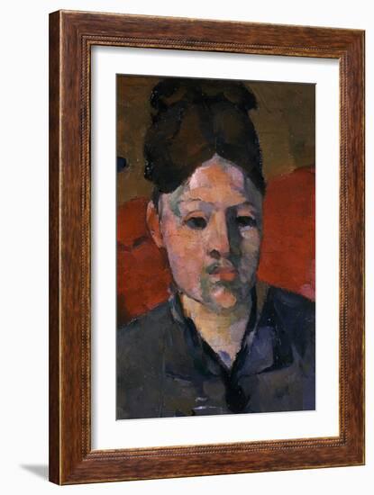 Detail of Woman's Head from The Artist's Wife in a Red Armchair-Paul Cézanne-Framed Giclee Print