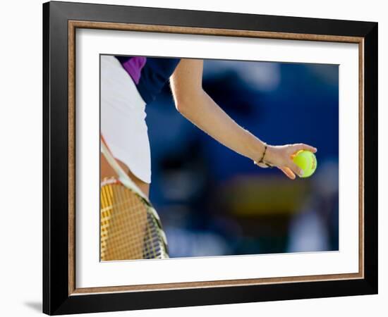 Detail of Woman Serving During Tennis Match-null-Framed Photographic Print