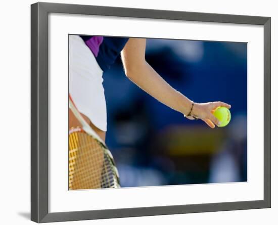 Detail of Woman Serving During Tennis Match-null-Framed Photographic Print