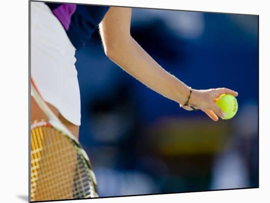 Detail of Woman Serving During Tennis Match-null-Mounted Photographic Print