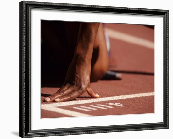 Detail of Womans Hand at the Start Opf 400M Race-null-Framed Photographic Print