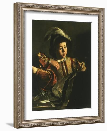Detail of Young Boy from the Calling of Saint Matthew, 1599-1600-Caravaggio-Framed Giclee Print