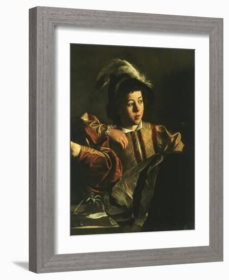 Detail of Young Boy from the Calling of Saint Matthew, 1599-1600-Caravaggio-Framed Giclee Print