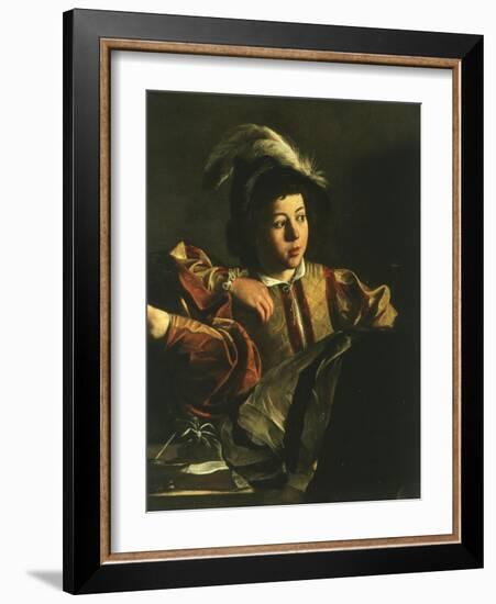 Detail of Young Boy from the Calling of Saint Matthew, 1599-1600-Caravaggio-Framed Giclee Print