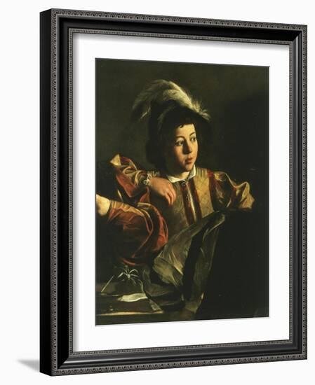 Detail of Young Boy from the Calling of Saint Matthew, 1599-1600-Caravaggio-Framed Giclee Print