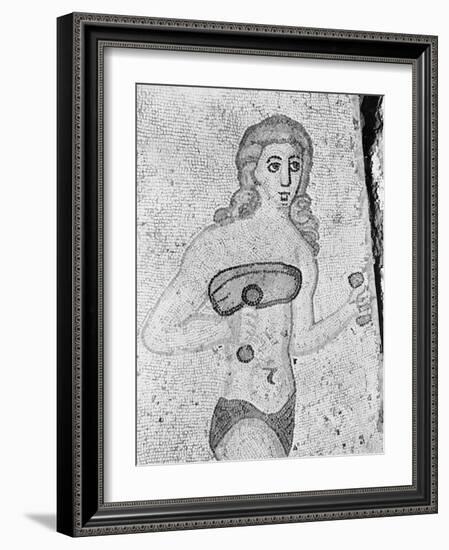 Detail of Young Women Exercising Late Antique Roman Mosaic-null-Framed Photographic Print