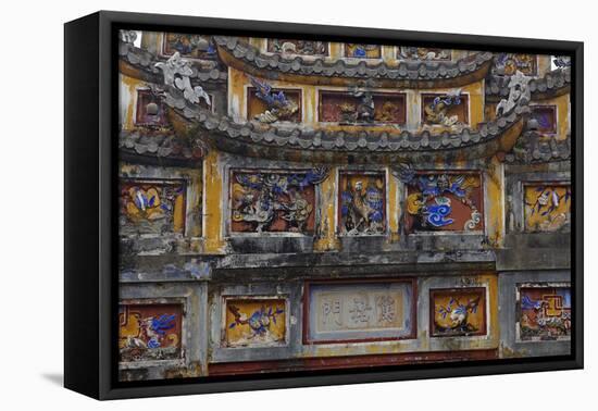 Detail on gateway, historic Hue Citadel, Imperial City, Hue, Vietnam-David Wall-Framed Premier Image Canvas