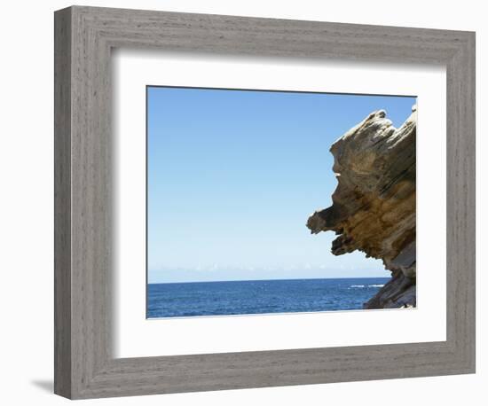 Detail view of rocks jutting out into the ocean-null-Framed Photographic Print
