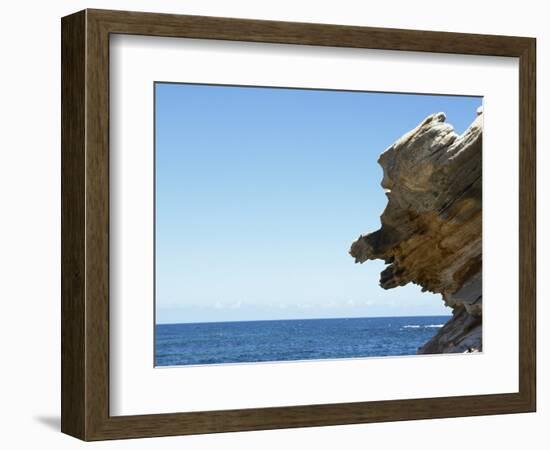 Detail view of rocks jutting out into the ocean-null-Framed Photographic Print