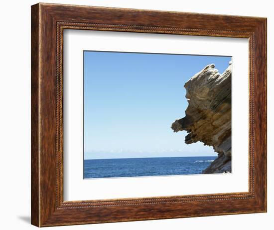 Detail view of rocks jutting out into the ocean-null-Framed Photographic Print