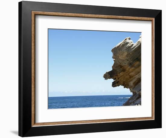 Detail view of rocks jutting out into the ocean-null-Framed Photographic Print