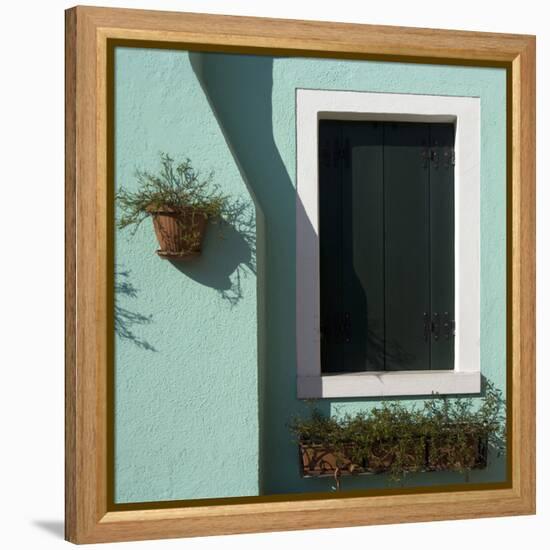 Detail: Window in Turquoise Wall-Mike Burton-Framed Premier Image Canvas