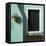 Detail: Window in Turquoise Wall-Mike Burton-Framed Premier Image Canvas