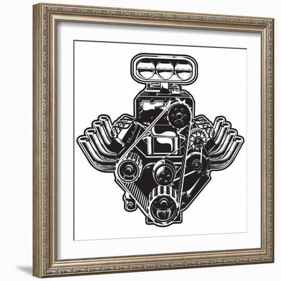 Detailed Cartoon Turbo Engine. Available Eps-8 Format Separated by Groups and Layers for Easy Edit-Mechanik-Framed Art Print