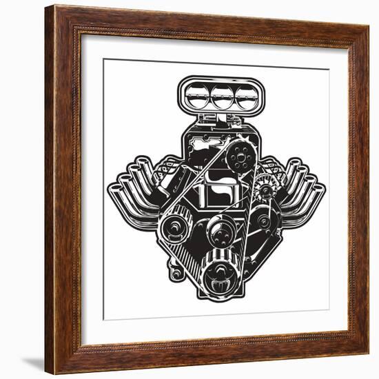 Detailed Cartoon Turbo Engine. Available Eps-8 Format Separated by Groups and Layers for Easy Edit-Mechanik-Framed Art Print