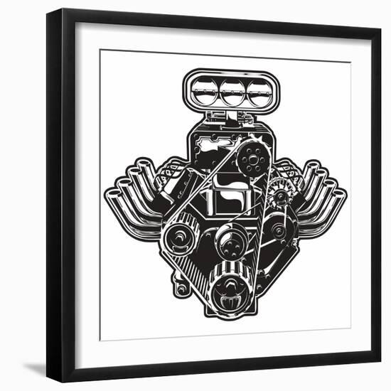 Detailed Cartoon Turbo Engine. Available Eps-8 Format Separated by Groups and Layers for Easy Edit-Mechanik-Framed Art Print